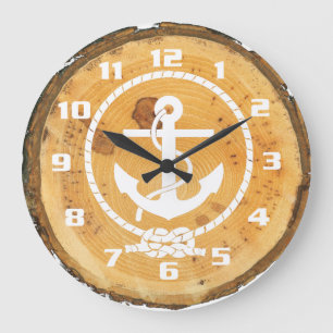 Rustikales Holz Nautical Anchor Große Wanduhr