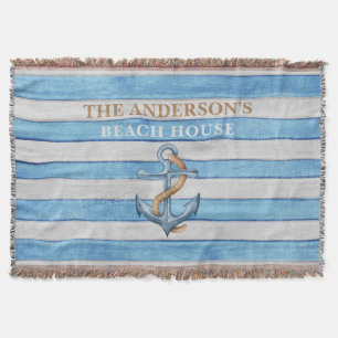 Rustikales Holz Nautical Stripes Family Beach Hous Decke