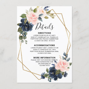 Rustikales Holz Navy Blue Blush Pink Geometrie Det Begleitkarte