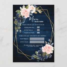 Rustikales Holz Navy Blush Pink Geometric Wedding Menükarte