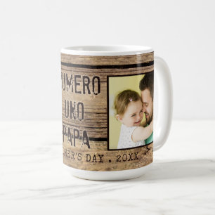 Rustikales Holz NUMERO UNO PAPA Foto Vatertag Kaffeetasse