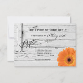 Rustikales Holz Orange Gerber Daisy Wedding RSVP C