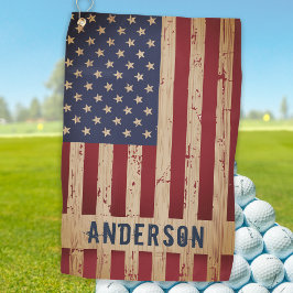 Rustikales Holz Personalisierte patriotische ameri Golfhandtuch