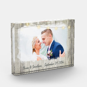 Rustikales Holz Personalisiertes Foto Hochzeit Kee
