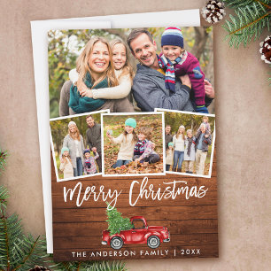 Rustikales Holz Pinselschrift Vintager LKW 4 Foto Feiertagskarte