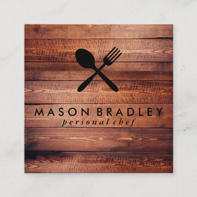 Rustikales Holz Quadratische Visitenkarte (Vorderseite)