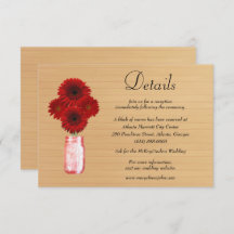 Rustikales Holz Red Floral Mason Jar Hochzeitdetai