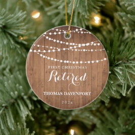 Rustikales Holz Rent 1. Weihnachtsfeier Keramik Or Ornament