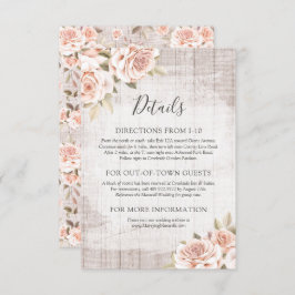 Rustikales Holz & Romantische Rose Details / Richt Begleitkarte