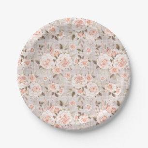 Rustikales Holz & Romantische Rosen Shabby Chic Ho Pappteller