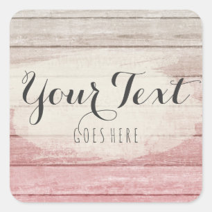 Rustikales Holz Rosa Ombre Shabby Hütte Chic Quadratischer Aufkleber