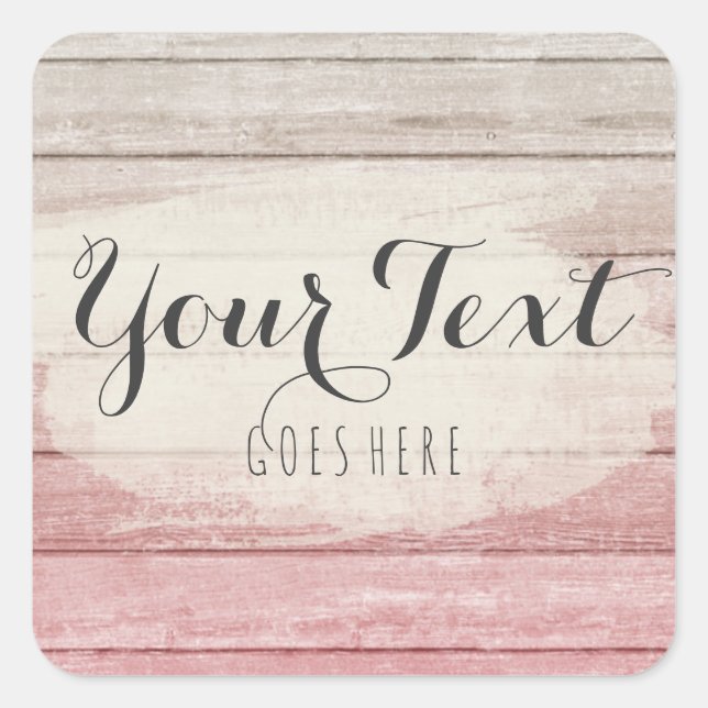 Rustikales Holz Rosa Ombre Shabby Hütte Chic Quadratischer Aufkleber (Vorderseite)