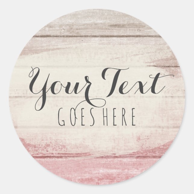 Rustikales Holz Rosa Ombre Shabby Hütte Chic Runder Aufkleber (Vorderseite)