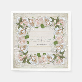 Rustikales Holz Rosa Rose Blumenstrauß Kunst Kraut Serviette