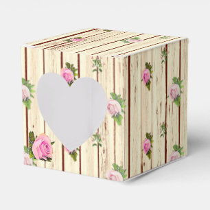 Rustikales Holz Rosa Rosen Strippenfarben Gesichts Geschenkschachtel