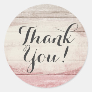 Rustikales Holz rot Rosa Ombre Shabby Vielen Dank Runder Aufkleber