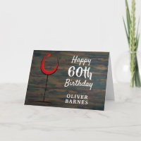 Rustikales Holz Roter Wein Glas 60. Geburtstag