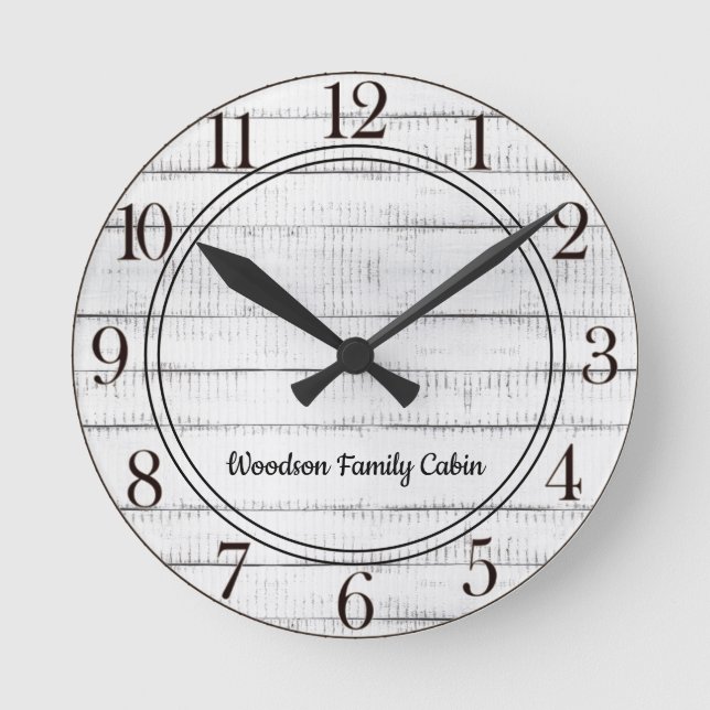 Rustikales Holz Runde Wanduhr (Vorderseite)