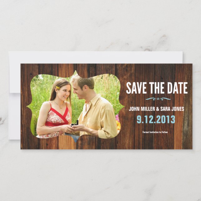 Rustikales Holz Save the Date (Vorderseite)