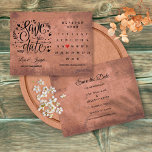 Rustikales Holz Save the Date Kalender Rote Liebe  Ankündigungspostkarte<br><div class="desc">Diese boho Save the Date Karte zeigt einen Kalender und hübsche rote Liebe Herz, die Ihr besonderes Datum auf einem rustikalen Holzhintergrund. Die Rückseite hat zusätzliche Save the Date Details, einschließlich Ihrer Hochzeitswebsite-Adresse. Das von Thisisnotme© ***entworfene Foto soll das Herz bis zu Ihrem speziellen Datum bewegen, schauen Sie rechts vom...</div>