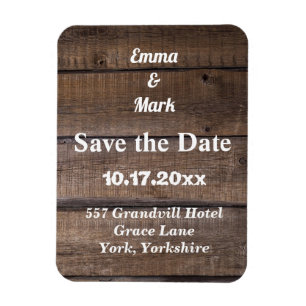 Rustikales Holz Save the Date magnetisch Magnet