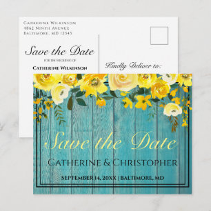Rustikales Holz Save the Date Rose Blumenverkündun Postkarte