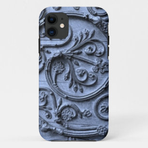 Rustikales Holz-Scroll-Muster auf blauem Hintergru Case-Mate iPhone Hülle