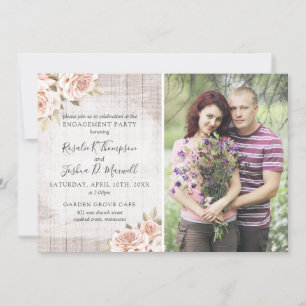 Rustikales Holz & Shabby Rose Engagement Party Fot Einladung