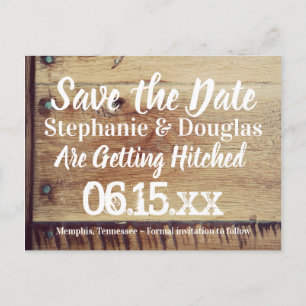 Rustikales Holz Sie und ich Save the Date Postkart Ankündigungspostkarte