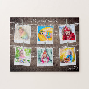 Rustikales Holz-Six-Bild Personalisiert Puzzle