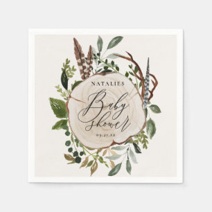 Rustikales Holz Slice Babydusche Party Serviette