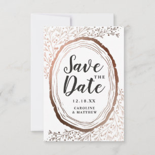 Rustikales Holz Slice Kupfer Foil Herbst Hochzeit  Save The Date