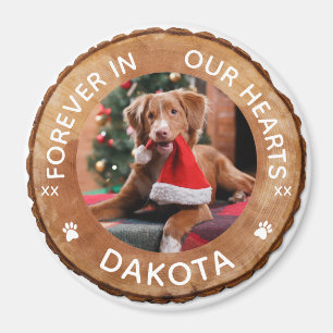 Rustikales Holz-Slice Memorial Pet Foto Magnet