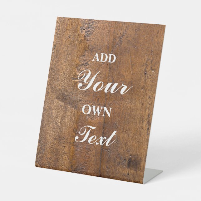 Rustikales Holz Sockelschild (Vorderseite)