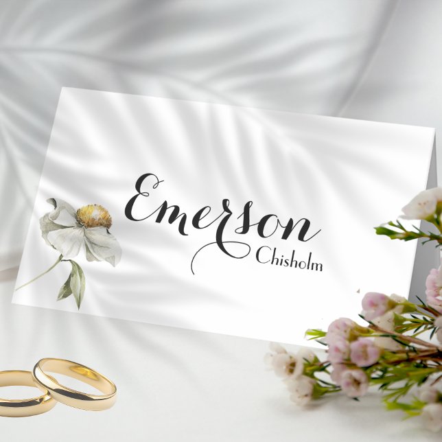 Rustikales Holz Sommer Wildblume Blüte Wiese Platzkarte (Lovely Wildflower Bloom Folded Place Card with Name and Message in the inside)