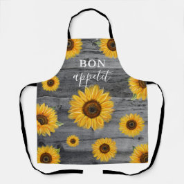 Rustikales Holz Sonnenblumen Blütenblume Bonbon Ap Schürze