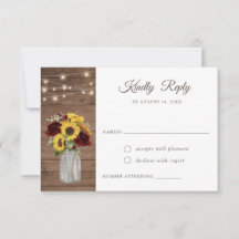 Rustikales Holz Sonnenblumen Burgundy Mason Jar UA