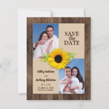 Rustikales Holz Sonnenblumen Foto Save the Date