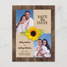 Rustikales Holz Sonnenblumen Foto Save the Date Po Postkarte