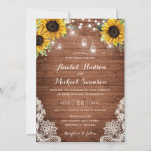 Rustikales Holz Sonnenblumen Lichter Lace Mason Ja