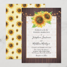 Rustikales Holz Sonnenblumen String Lights Hochzei