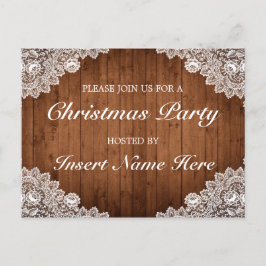 Rustikales Holz & Spitzen Weihnachts-Einladung Pos Ankündigungspostkarte