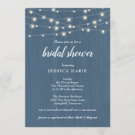 Rustikales Holz strahlt dusty Blue Brautparty Einladung