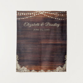 Rustikales Holz-String-Licht Hochzeitslicht Foto H Wandteppich