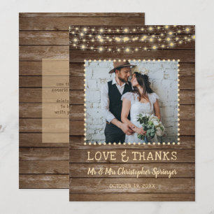 Rustikales Holz String Lights Hochzeit Vielen Dank Dankeskarte