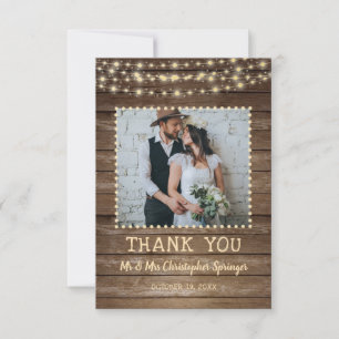 Rustikales Holz String Lights Hochzeit Vielen Dank Dankeskarte