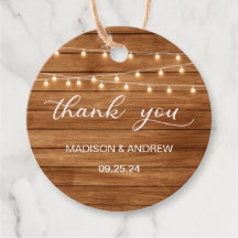 Rustikales Holz String Lights Hochzeit Vielen Dank