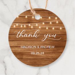 Rustikales Holz String Lights Hochzeit Vielen Dank Geschenkanhänger