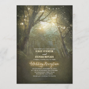 Rustikales Holz-String-Lights Hochzeitsempfang Einladung