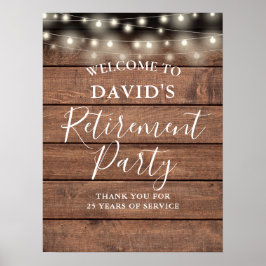 Rustikales Holz String Lights Retirement Party Poster